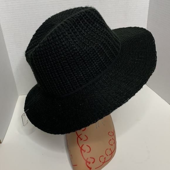 Nine West | Black Knitted Canvas Floppy Derby Hat | Influencer Status Beach Cap - Picture 7 of 13